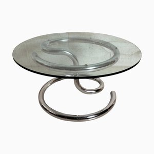 Anaconda Coffee Table in Glass and Chromed Steel attributed to Paul Tuttle for Strassle, 1970s
