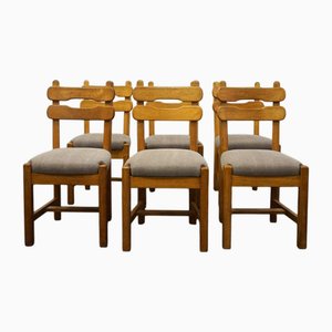French Brutalist Chairs, Set of 6
