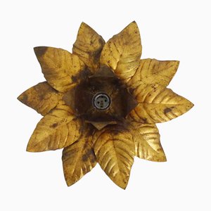 Sun Ceiling or Wall Light in Gold Metal, Italy, 1970s