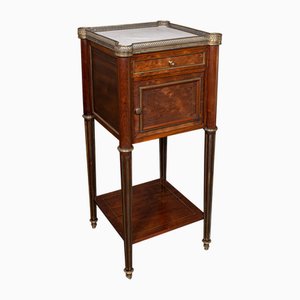 Antique French Bedside Table in Walnut with Marble, 1840