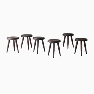 Stools in the style of Charlotte Perriand, France, 1960s, Set of 6