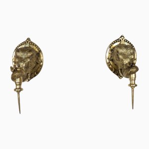 Regency Wall Bronze Elephant Candleholders, Early 20th Century, Set of 2