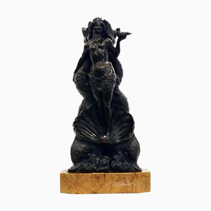 Ferdinando De Luca, Sculpture, 1921, Bronze with Yellow Marble Base