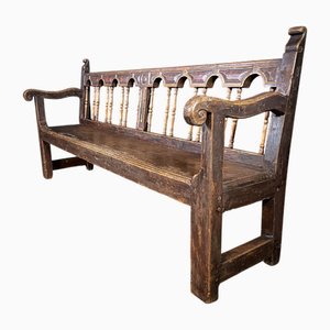 Banco de comedor italiano de madera, siglo XVIII