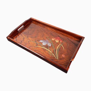 Mid-Century Japanese Tray with Iris Decor, 1970s