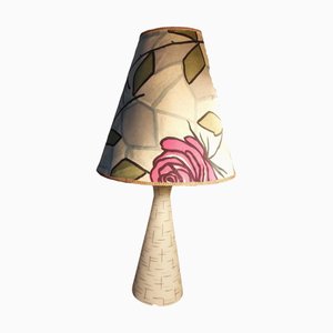 Lampe de Bureau en Verre avec Abat-Jour Floral, 1950s