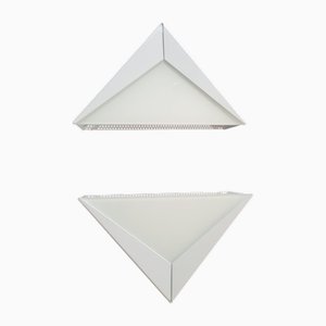 Lámparas de pared Palm de vidrio blanco y metal de Stilnovo, años 60. Juego de 2