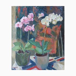Thea Dupays, Orchideen, Öl auf Leinwand, 20. Jh.
