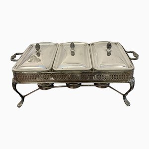 Platos de servicio eduardianos antiguos bañados en plata, 1900. Juego de 3