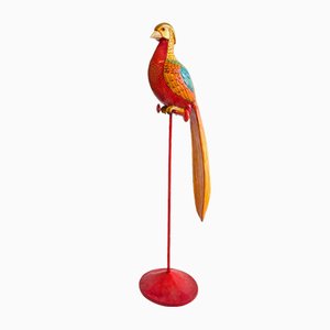 Sergio Bustamante, Bodenstehende Golden Fasan Skulptur, 1970er, Pappmaché