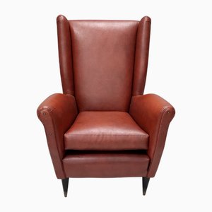 Mod. 512 Skai Wingback Chair attributed to Gio Ponti for Isa Bergamo, 1950s