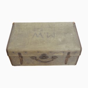 Custodia antica in lino beige e marrone chiaro