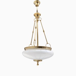 Vintage Murano Glass and Brass Ceiling Light, 1960s