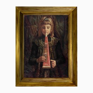 Andrea Di Dio, La Diamonica, 20th Century, Oil on Canvas, Framed