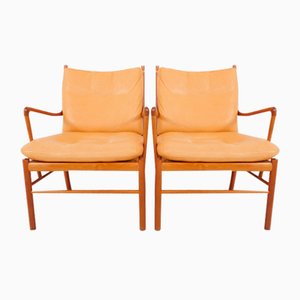 Vintage Lederstühle von Ole Wanscher für Carl Hansen & Søn, 2er Set
