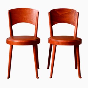 Set of Wood and Imitation Leather 464 Chairs by Enzo Berti for Montina, 1980s