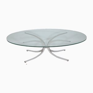 Italienischer Mid-Century Moderner Spinnen Couchtisch aus Metall & Glas, 1970er
