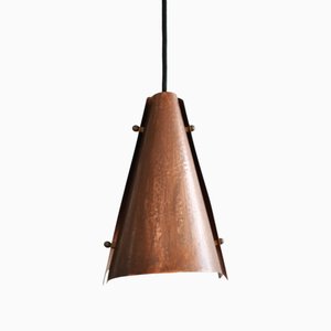 Danish Brutalist Hand-Hammered Copper Pendant Lamp from Es Horn Aalestrup, 1960s
