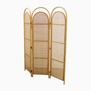 Divisorio scultoreo in tre parti in vimini e vimini, anni '70