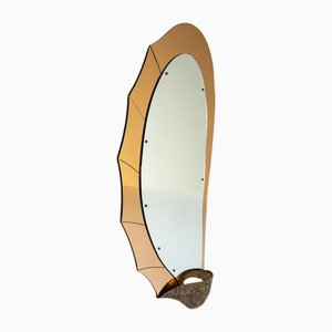 Large Mirror in Amber Glass and Metal by Cristal Art, Italy, 1960s