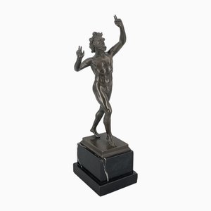 Fauno Danzante of Pompeii, Bronze on a Marble Base, Signed