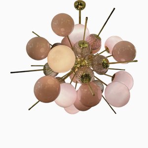 Pink Murano Glass Ball Pendant Lamp