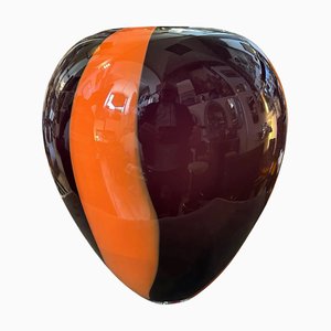 Grand Vase Mid-Century Moderne en Verre de Murano Violet et Orange, 1970s
