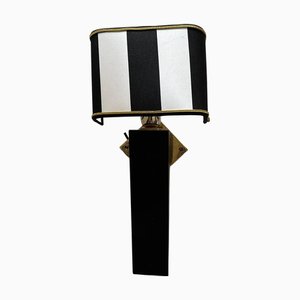 Art Deco Italian Black Painted Wood and Brass Wall Sconce, 1980s