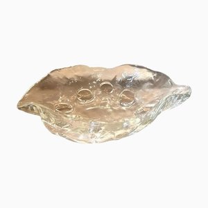 Modernist Italian Clear Murano Glass Oval Centerpiece, 1970s