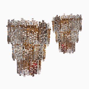 Hollywood Regency Waterfall Crystal Glass Wall Lights from Kinkeldey, 1970s, Set of 2