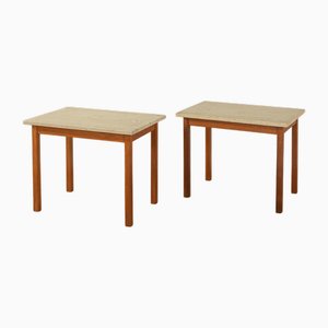 Tavolini in travertino, anni '60, set di 2