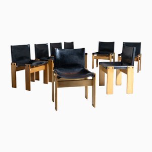 Monk Chairs aus Leder von Afra & Tobia Scarpa für Molteni, 1973, 8er Set