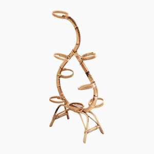 Vintage Bamboo Plant Vase Stand / Holder, Italy, 1960s
