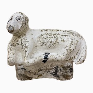 Hand Painted Sheep in Concrete, Early 20th Century