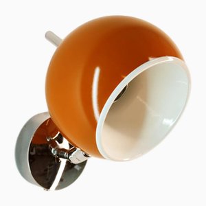 Space Age Adjustable Chrome and Orange Wall Light