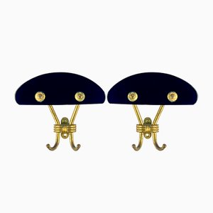 Vintage Brass Coat Hooks, Italy, 1950s, Set of 2