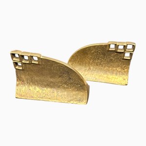 Brutalist Brass Bookends by Heinz Goll, 1960s, Set of 2