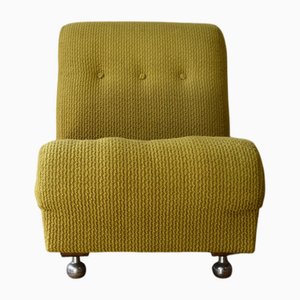 Vintage Armchair with Chrome Feet & Green Cover, 1970s