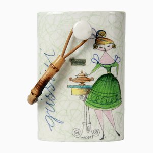 Vintage Brotstangenhalter / Vase aus Bambus & Keramik von Taddei für Ceramiche Lavoratti, Italien, 1960er