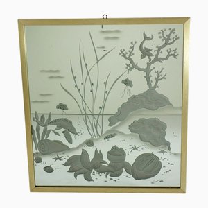 Art Deco Italian Seabed Engraved Fish Shell Wall Mirror by Luigi Brusotti, 1930s