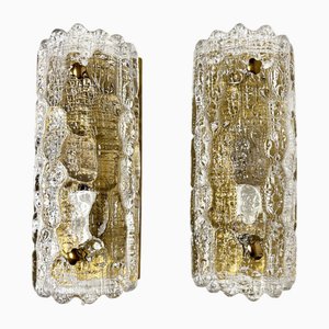 Glas Wandleuchten von Carl Fagerlund für Orrefors, 1960er, 2er Set