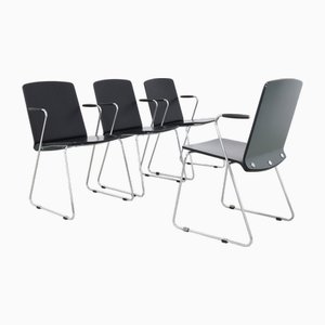 Chaises de Salle à Manger en Contreplaqué et Chrome, 1990s, Set de 4