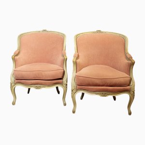 Bergères Style Louis XV en Hêtre Peint, 1900s, Set de 2
