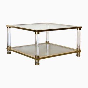 Acrylic Glass and Brass Coffee Table, 1970s