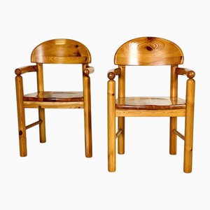 Set of Pine Chairs with Armrests attributed to R. Daumiller, 1970s