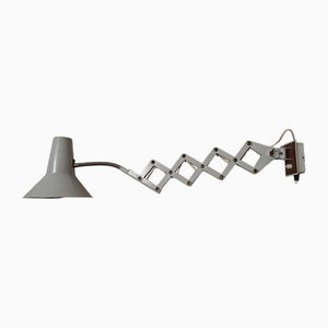 Adjustable Vintage Wall Lamp with Gray Scissor Frame and Metal Shade, 1970s
