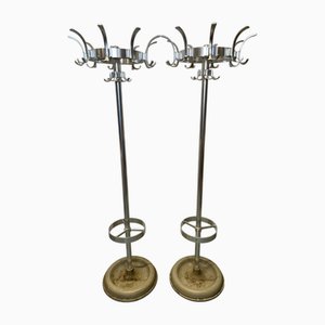 Mid-Century Aluminum Coat Racks with Heavy Iron Bases, 1960s, Set of 2