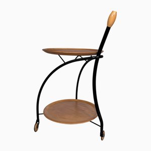 Italian 3-Wheel Serving Trolley in Steel and Wood from Bonaldo, 1990s