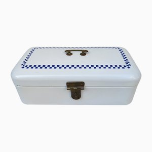 Art Nouveau White Enamelled with Blue Cube Decoration from Bing-Werke, 1890s