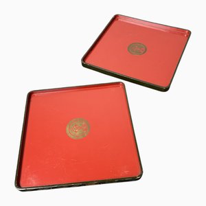 Urushi Lack Tabletts, Japan, 1920er, 2er Set